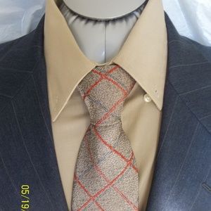 Soto77- Hickey Freeman Lt Blue Brown Stripe Suit